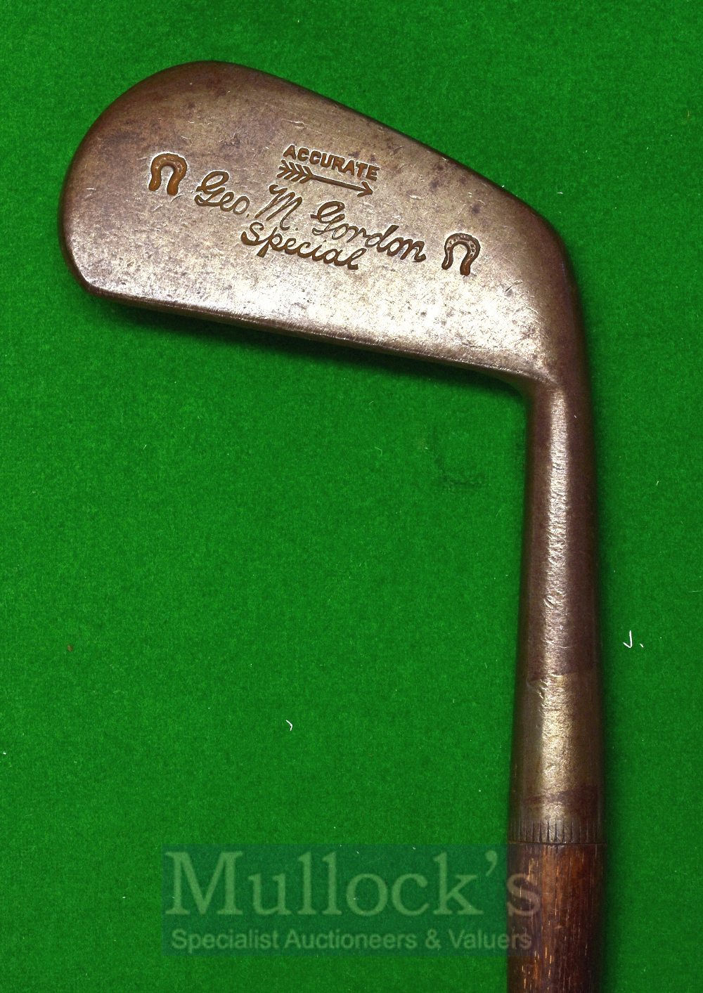 George M Gordon heavy smf mid-mashie Iron clearly stamped with makers signature, Accurate arrow