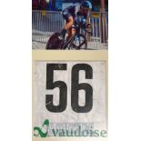 David Lopez Sky Team Cyclist Team Number – Tour of Switzerland official number with candid