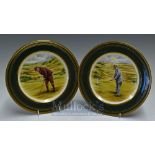 Pair of Spode Golfing Plates: By K Pickin Royal St George’s 1873 – 1893 and Lloyd George at Walton