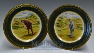 Pair of Spode Golfing Plates: By K Pickin Royal St George’s 1873 – 1893 and Lloyd George at Walton