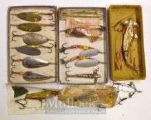 Collection of various period lures and baits (15) – 7x Hergar Salmon Spinners to incl Norwich