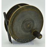 Scarce unnamed Hercules style 5” bronzed brass salmon fly reel - fitted with our glass perforated