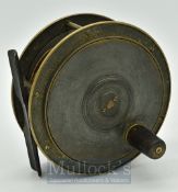 Scarce unnamed Hercules style 5” bronzed brass salmon fly reel - fitted with our glass perforated