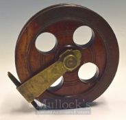 Large Wooden Centre Pin Reel – 7.5” Wooden reel with smooth brass foot , single twin handles,