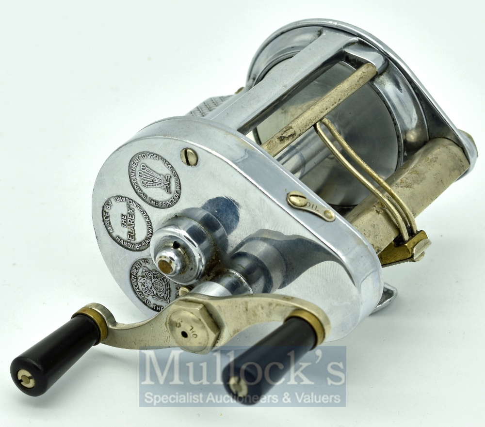 Hardy Elarex multiplier reel, chrome plated, twin handle, level wind brake casting adjuster to rear, - Image 2 of 2