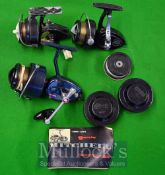 Fishing Reels: Mitchell Garcia 410 fixed spool reel 2 spare spools and instruction booklets,