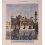 India - Early Original French print of the holiest Sikh shrine Golden temple of Amritsar. c1850s