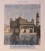 India - Early Original French print of the holiest Sikh shrine Golden temple of Amritsar. c1850s