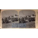 Original stereo view photo of British & Native Indian Veteran soldiers Of the Coronation contingent,