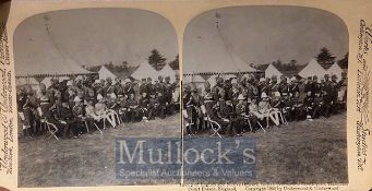 Original stereo view photo of British & Native Indian Veteran soldiers Of the Coronation contingent,