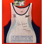 Colin Jackson Championship Worn Vest – Has worn in the 110 meters Hurdles at Seville 1999 signed and