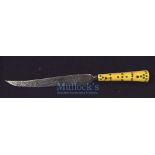 India & Punjab – India/Persian Kard Dagger the blade engraved with script, having a bone handle