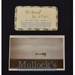 Aviation Autograph – Gustave W. Hamel Signed Cutting ‘The First Aerial Postman’ text below