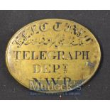 Electric Telegraph Department NWP Brass Plate for North West provinces India, written in English and