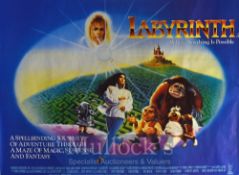 Film Poster - Labyrinth - 40 X 30 Starring David Bowie by issued Property of National Screen