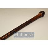 Japanese Meiji Period Hand Carved Bamboo Walking Cane: c1800/1900 hand carved having fighting