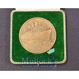 RMS Queen Mary Bronze Medallion:1936 Maiden voyage sold in the gift shop, 7cm diameter housed in the