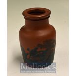 Prattware Terracotta Pot: Scarce pot having Beast hunting image all around the pot measures 10cm