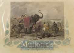 India – ‘The Siege of Mooltan 1849’ Engraving the Houdah of Moolraj’s elephant struck by a Cannon-