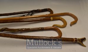 Shepherds Crook Carved Walking Sticks Selection of 5 various designs mostly 130cm (5)