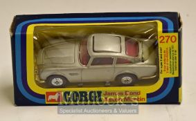 Corgi Toys 270 James Bond Aston Martin – Silver example with 2 bad guys in window box slight