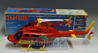 Wool Bro Battery Operated ‘Helispinner’ Bell 20B Helicopter a scale action model, in red with and