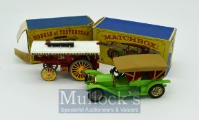 Matchbox of Yesteryear model Toys: Y9 1912 Simplex in lime green together with Y9 Fowler Big Lion