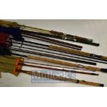 Selection of Fishing Rods: To include Powell of Birmingham 3 pcs, Milbro 2 pcs, Normark Golden Eagle