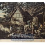 G Moreland - "The Door of the Village Inn" 19th Century print in original Hogarth frame f & g 62 x