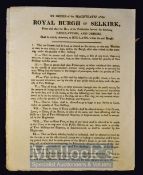 Royal Burgh of Selkirk Poster 1820 - Black letterpress 2 page Poster thus printed on one side