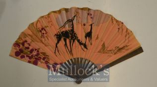 Art Deco Folding Fan Inscribed "Simpson’s In The Strand" Circa 1930s. A folding advertising fan, the