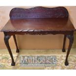 Cycling Tour of Ulster Presentation Table: Dark Wood with carved legs having a back board engraved