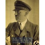 WWII Germany - Adolf Hitler Signed Print in blue ink (slight fading) depicts Hitler in military