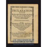 English Civil War; A Declaration Made By The Earle Of Bath One Of His Majesties Commissioners Of