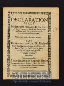 English Civil War; A Declaration Made By The Earle Of Bath One Of His Majesties Commissioners Of