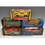 1:18 Scales Porsche Car Models: Two Burago Porsche 356B 1961 Red and Yellow, Fassi Porsche 911