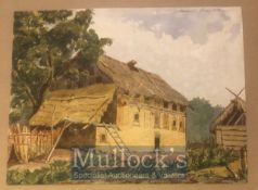 India - Original watercolour Kashmir valley farmhouse, India. Taken from an album of a British