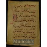 Liturgical Vellum Leaf Circa 1480s Large impressive scripted sheet of Choral music with finely