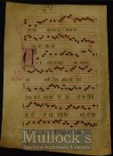 Liturgical Vellum Leaf Circa 1480s Large impressive scripted sheet of Choral music with finely