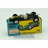 Corgi Toys 155 Lotus-Climax Formula 1 Racing Car - green body, yellow, white and black racing number