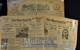 1899 ‘Football The News’ Newspaper date 18 March together with 1938 The Sporting Life Newspapers