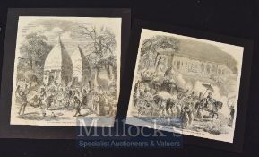 India – Two Engravings ‘Hindoo Dance’ 1857 and ‘A Mussulmans Marriage Procession in India’ 1858 both