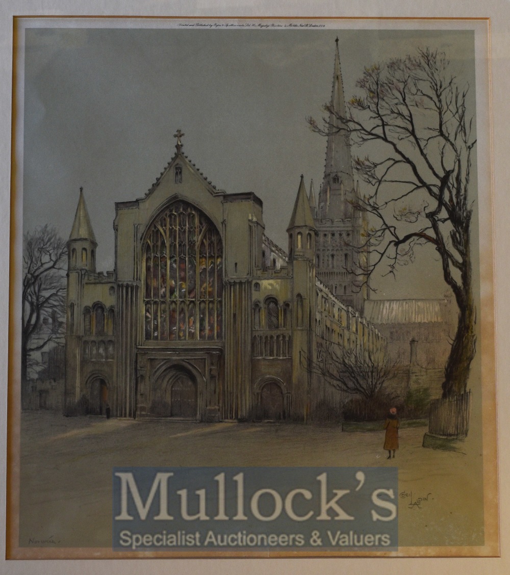 Cecil Aldin (1870-1935) ‘Norwich’ Cathedral Colour Print framed measures 50x63cm approx.