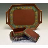Prattware Terracotta Tray: With decorated border having handles each side measures 42 x 30cm