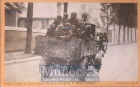 WWI India - Original Postcard Sikh infantry conveyed in mother lorries. France c1914