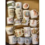 Royal Commemorative China Cups / Mugs: To Consist of Queen Victoria, Queen Elizabeth II, Prince