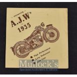 A.J.W. Motor Cycles 1935 Sales Catalogue A period 4 page Sales Catalogue, illustrating one machine