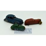 Tin Plate Clockwork Toys – To include 4" Blue Sedan, 2.5" Green Sedan and another missing 1 wheel (