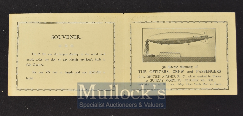 Airship R101 Memoriam Card 1931 With two illustrations of the Airship, one at the mooring mast, - Image 2 of 3