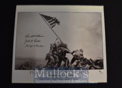 Battle of Iwo Jima - ‘Flag Raising on Iwo Jima’ Signed Print date Feb 23 1945, with 3 signatures